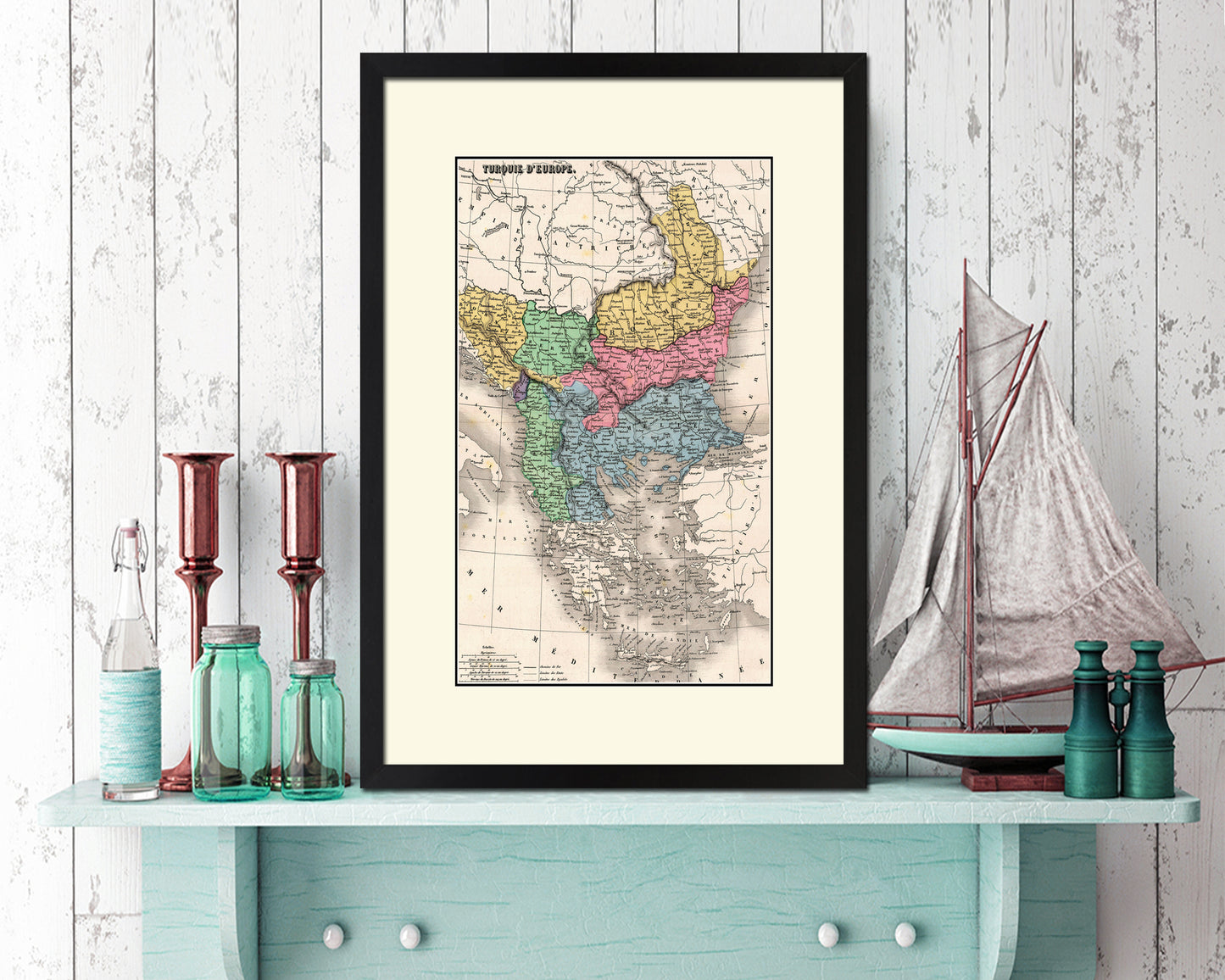 Arkansas Louisiana Mississippi Old Map Wood Framed Print Art Wall Decor Gifts