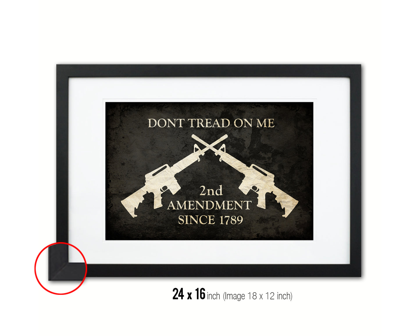 2nd Amendment Dont Tread On Me Vintage Military Flag Framed Print Art