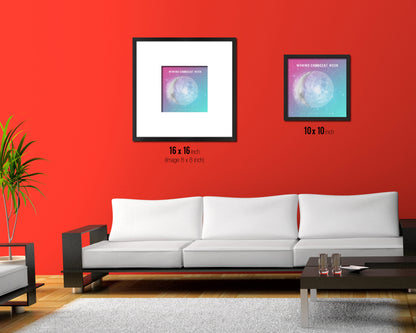 Waning Crescent Lunar Phases Colorful Moon Watercolor Framed Prints Home Decor Wall Art Gifts