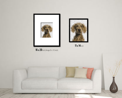 Weimarane Dog Puppy Portrait Framed Print Pet Watercolor Wall Decor Art Gifts