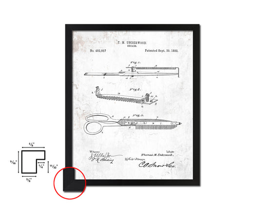 Shears Barbershop Vintage Patent Artwork Black Frame Print Wall Art Decor Gifts