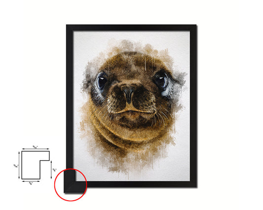 Sea Lion Animal Painting Print Framed Art Home Wall Decor Gifts