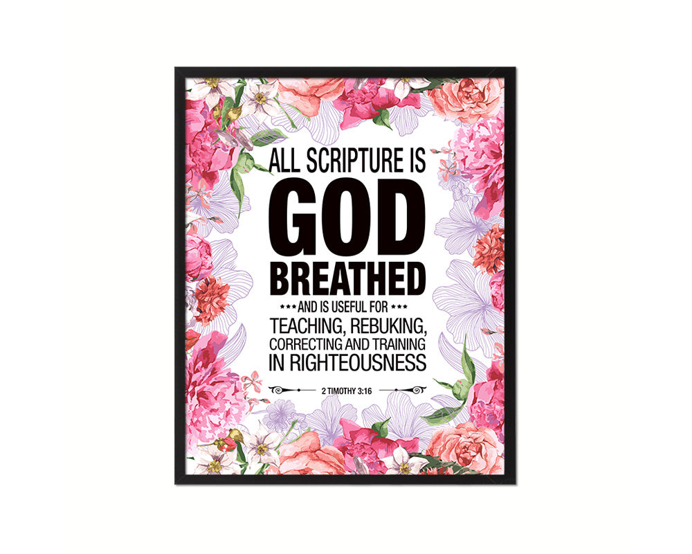 All scripture is god breathed and is useful for teaching Quote Wood Framed Print Wall Decor Art Gifts