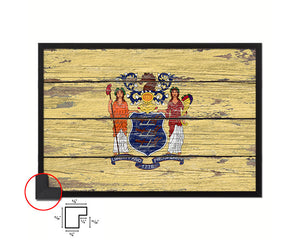 New Jersey State Rustic Flag Wood Framed Paper Prints Wall Art Decor Gifts