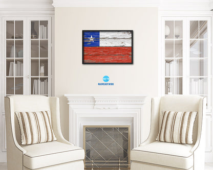 Chile Country Wood Rustic National Flag Wood Framed Print Wall Art Decor Gifts