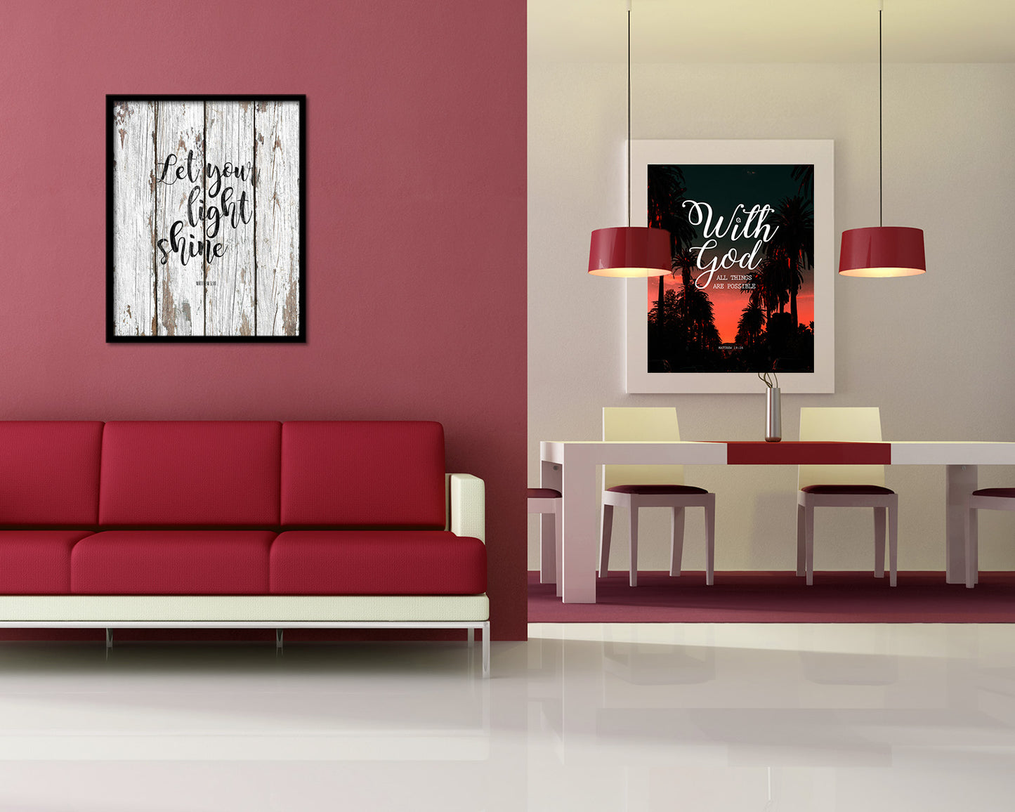 Let your light shine, Matthew 5:16 Quote Framed Print Home Decor Wall Art Gifts