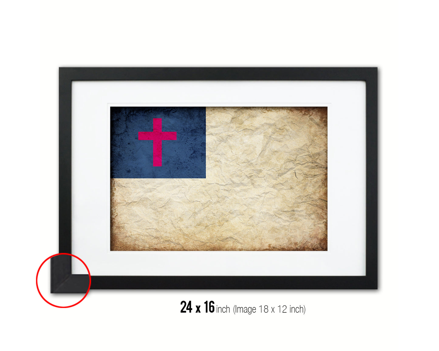 Kayso Christian Religious Vintage Military Flag Framed Print Sign Decor Wall Art Gifts