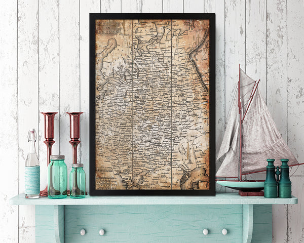 Russia Scandinavia Antique Map Wood Framed Print Art Wall Decor Gifts