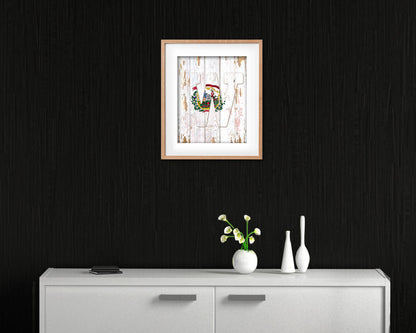 West Virginia State Initial Flag Wood Framed Paper Print Decor Wall Art Gifts, Beach
