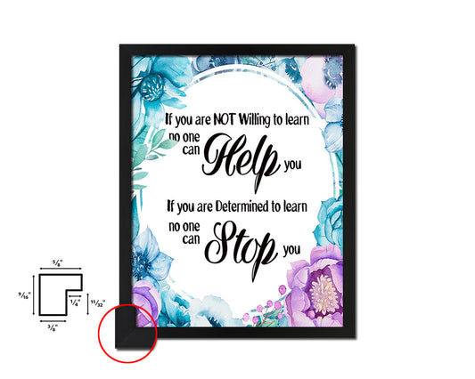 If you are not willing to learn Quote Boho Flower Framed Print Wall Decor Art