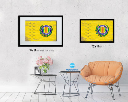 Vietnam War American Veterans Shabby Chic Military Flag Framed Print Decor Wall Art Gifts