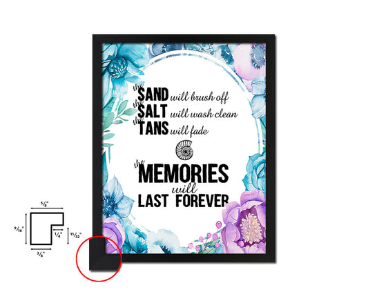 Sand will brush off Quote Boho Flower Framed Print Wall Decor Art