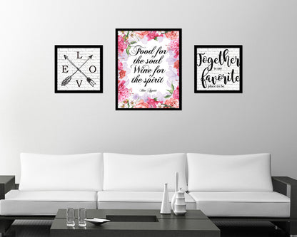 Food for the soul wine for the spirit Quote Framed Artwork Print Wall Decor Art Gifts