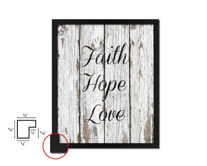 Faith Hope Love Quote Wood Framed Print Home Decor Wall Art Gifts