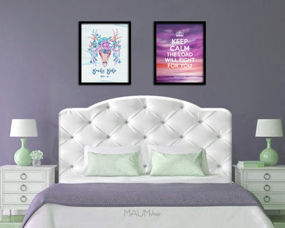 Keep calm the Lord will fight for you, Exodus 14:14 Bible Verse Scripture Frame Print