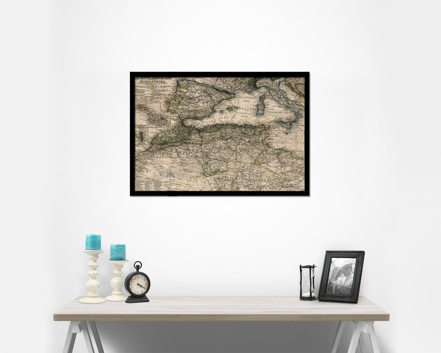 Western Mediterranean Historical Map Framed Print Art Wall Decor Gifts