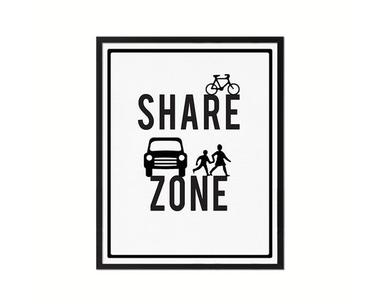 Share Zone Notice Danger Sign Framed Print Home Decor Wall Art Gifts