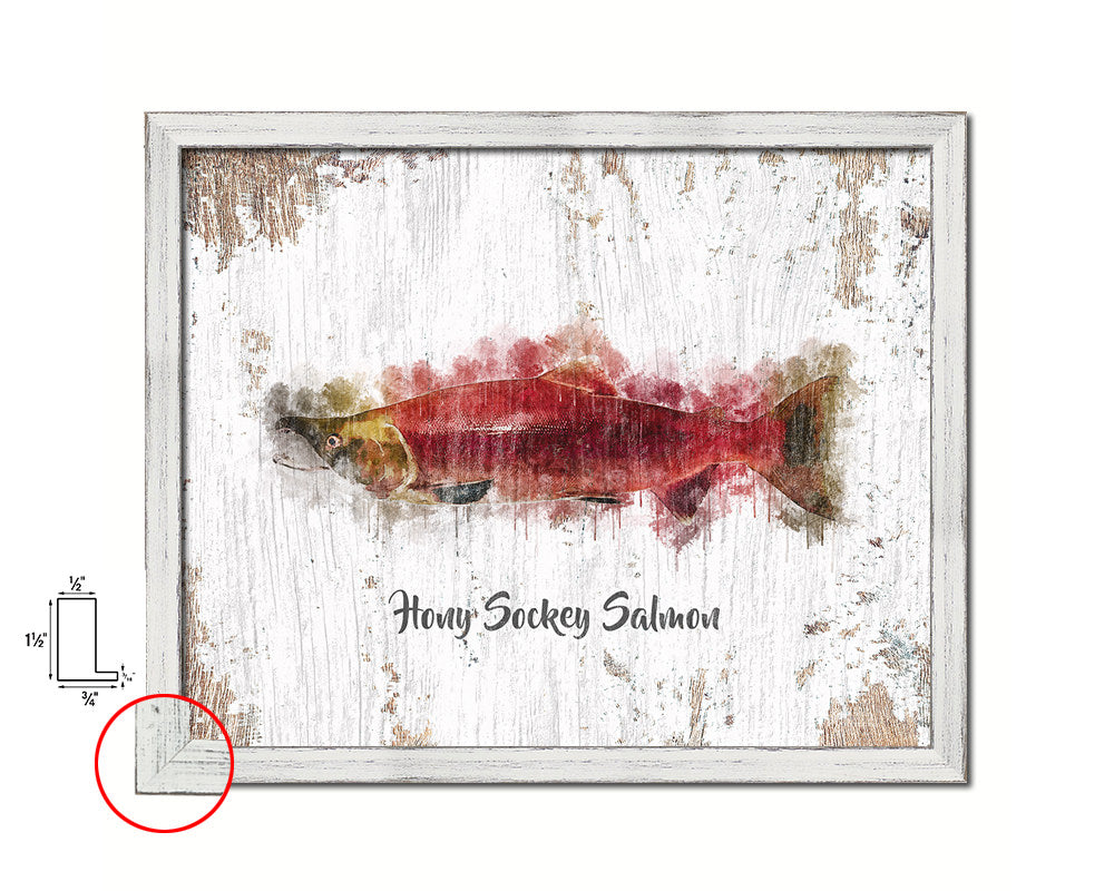 Hony Sockey Salmon Fish Framed Prints Modern Restaurant Sushi Bar Watercolor Wall Art Decor