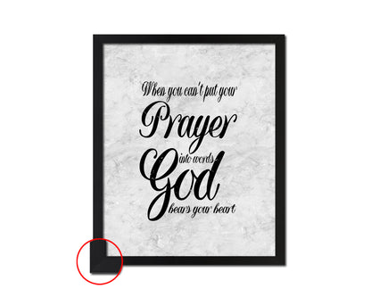 When you can't put your prayer into words, God hears your heart Bible Scripture Verse Framed Art