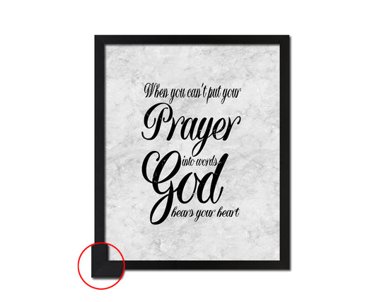 When you can't put your prayer into words, God hears your heart Bible Scripture Verse Framed Art
