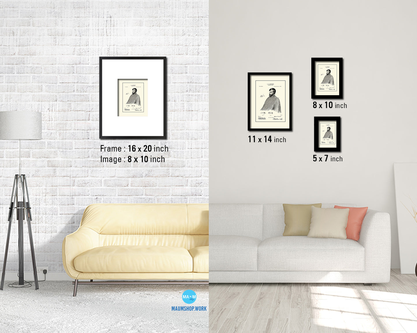 Barber's Cape Barbershop Vintage Patent Artwork Black Frame Print Wall Art Decor Gifts