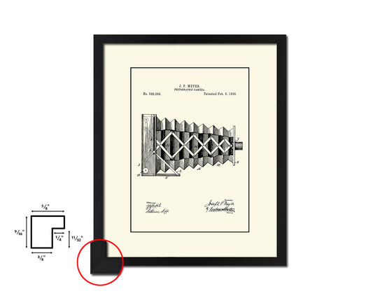 Photographic Camera Vintage Patent Artwork Black Frame Print Wall Art Decor Gifts