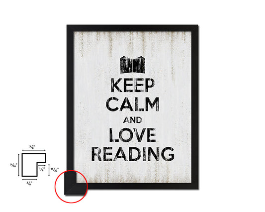 Keep calm and love reading Quote Wood Framed Print Wall Decor Art