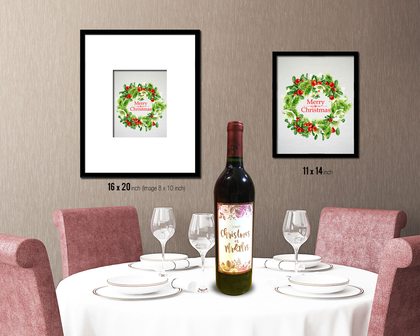 Christmas Wreath Holiday Season Gifts Wood Framed Print Home Decor Wall Art