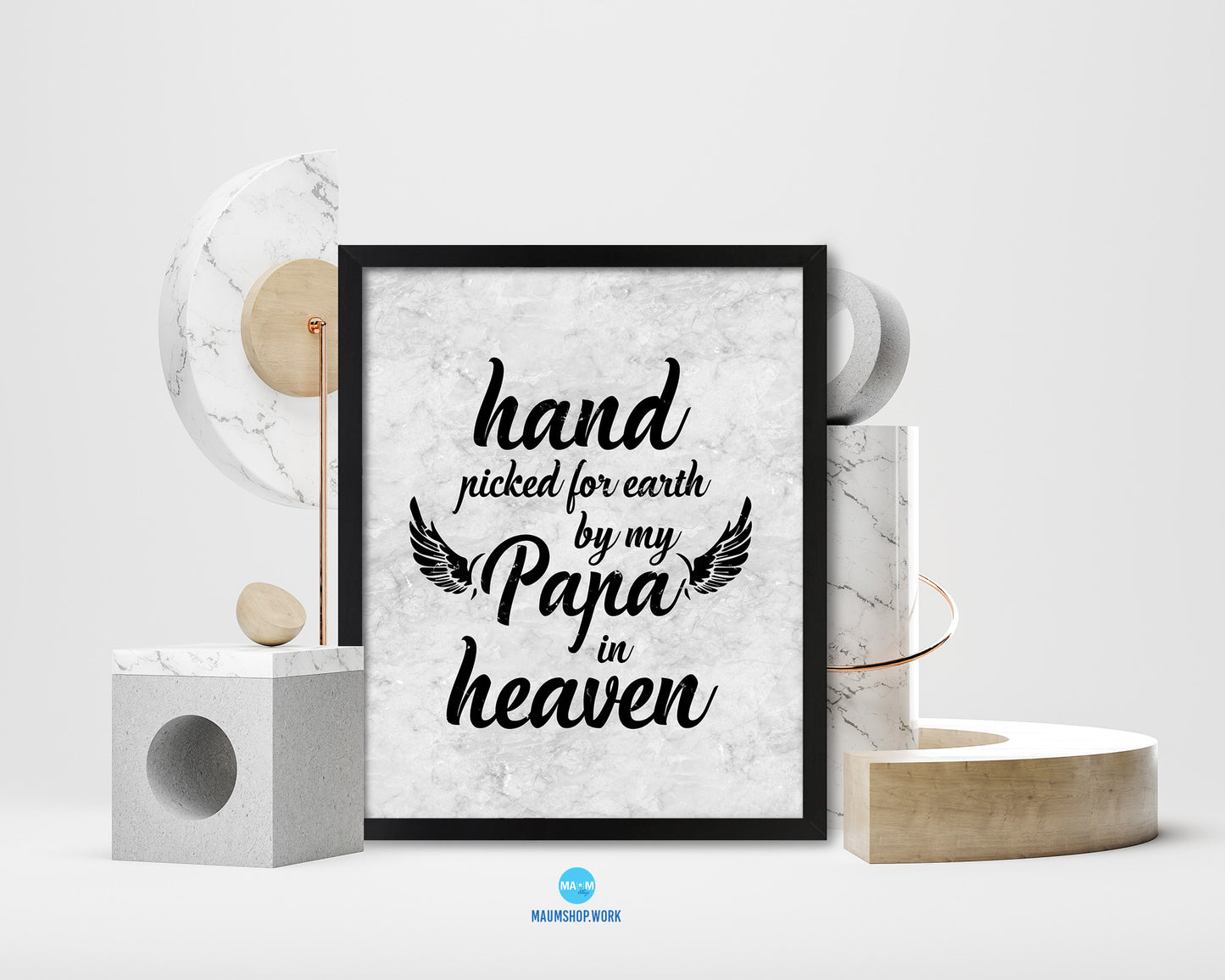 Hand picked for earth by our Papa in heaven Nursery Quote Framed Print Wall Art Decor Gifts