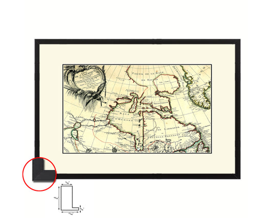 North East Canada and Greenland Old Map Framed Print Art Wall Decor Gifts