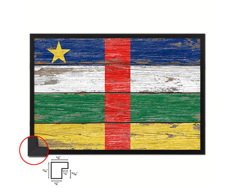 Central African Republic Country Wood Rustic National Flag Wood Framed Print Wall Art Decor Gifts