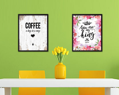 Coffee a hug in a mug Quote Framed Artwork Print Wall Decor Art Gifts