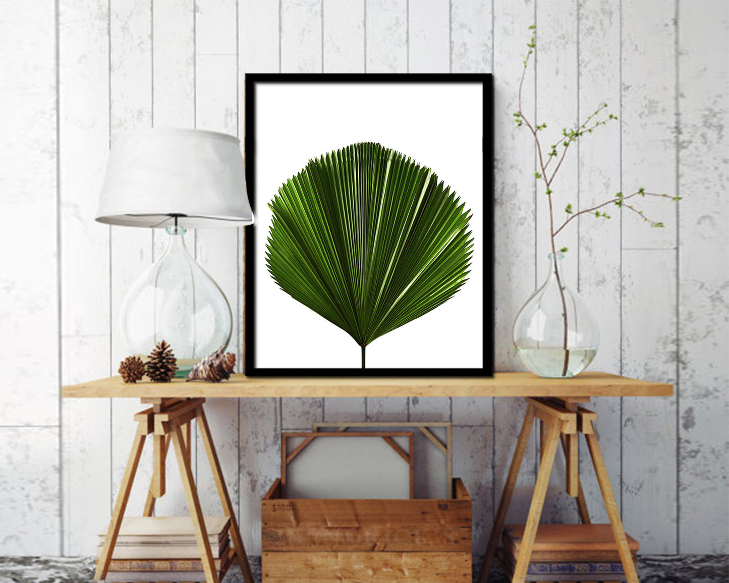 Licuala Grandis, Ruffled Fan Palm Tropical Leaf Framed Print Home Decor Wall Art Gifts