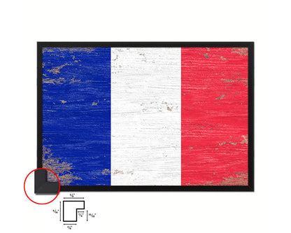 France Shabby Chic Country Flag Wood Framed Print Wall Art Decor Gifts