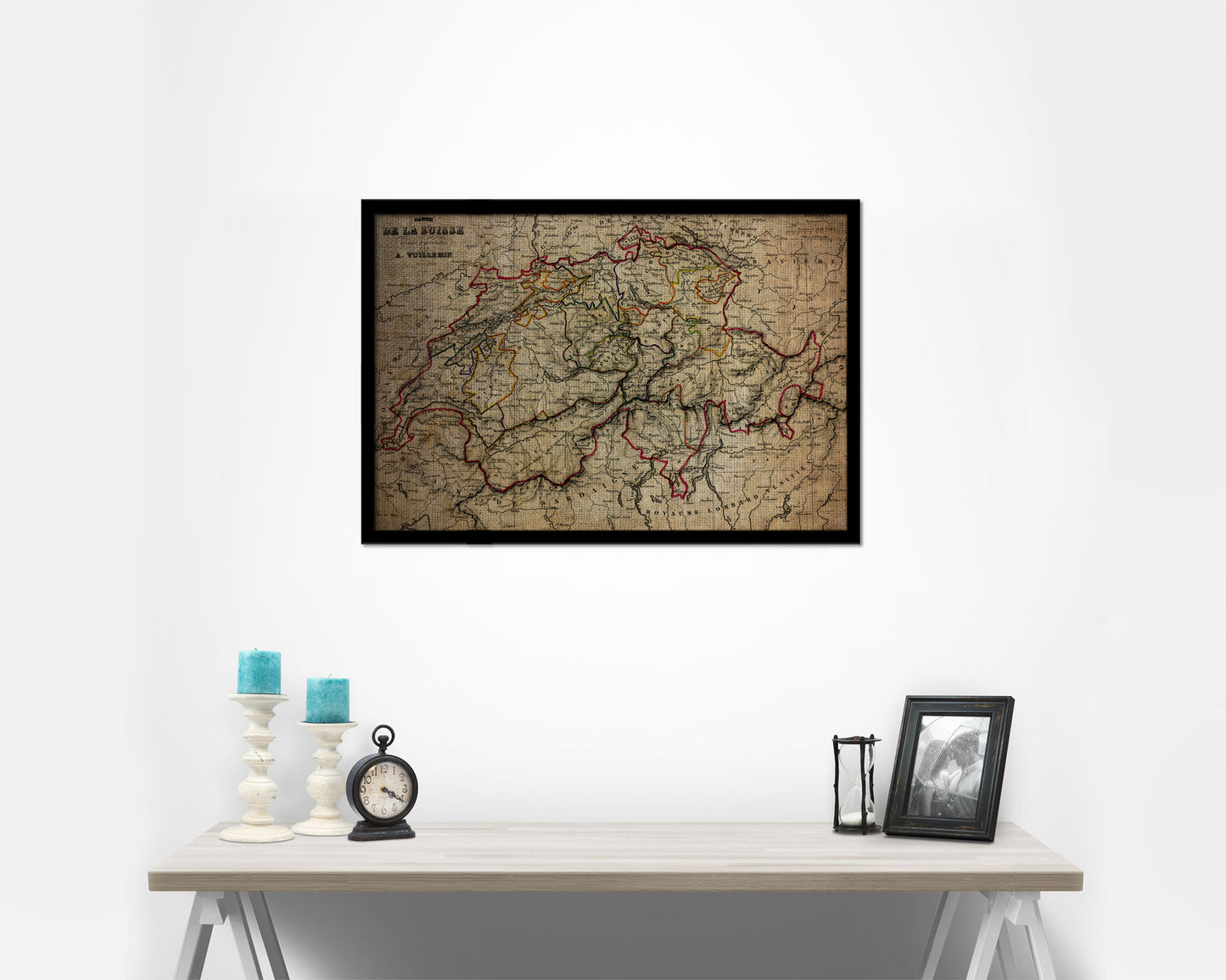 Switzerland Vintage Map Framed Print Art Wall Decor Gifts