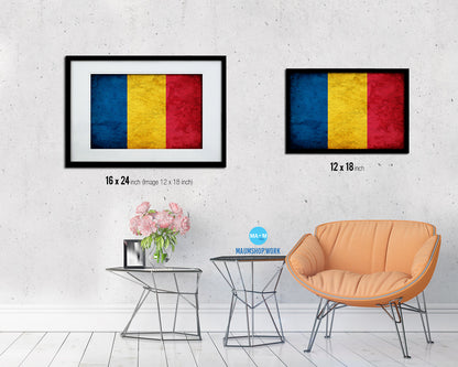 Romania Country Vintage Flag Wood Framed Print Wall Art Decor Gifts