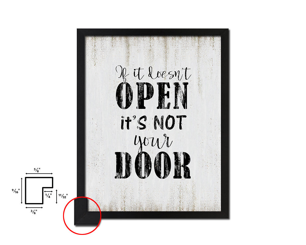If it doesn't open its not your door Quote Wood Framed Print Wall Decor Art