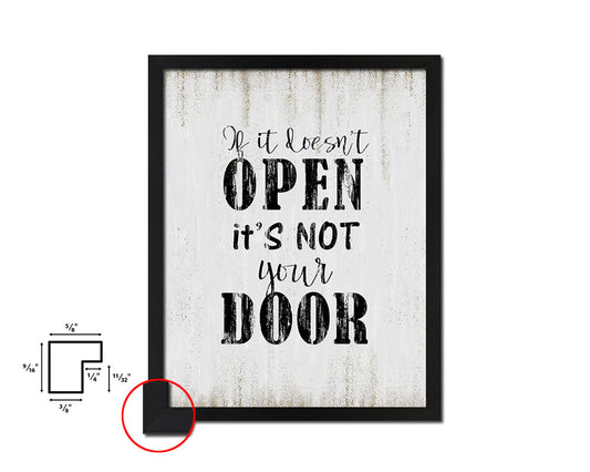 If it doesn't open its not your door Quote Wood Framed Print Wall Decor Art