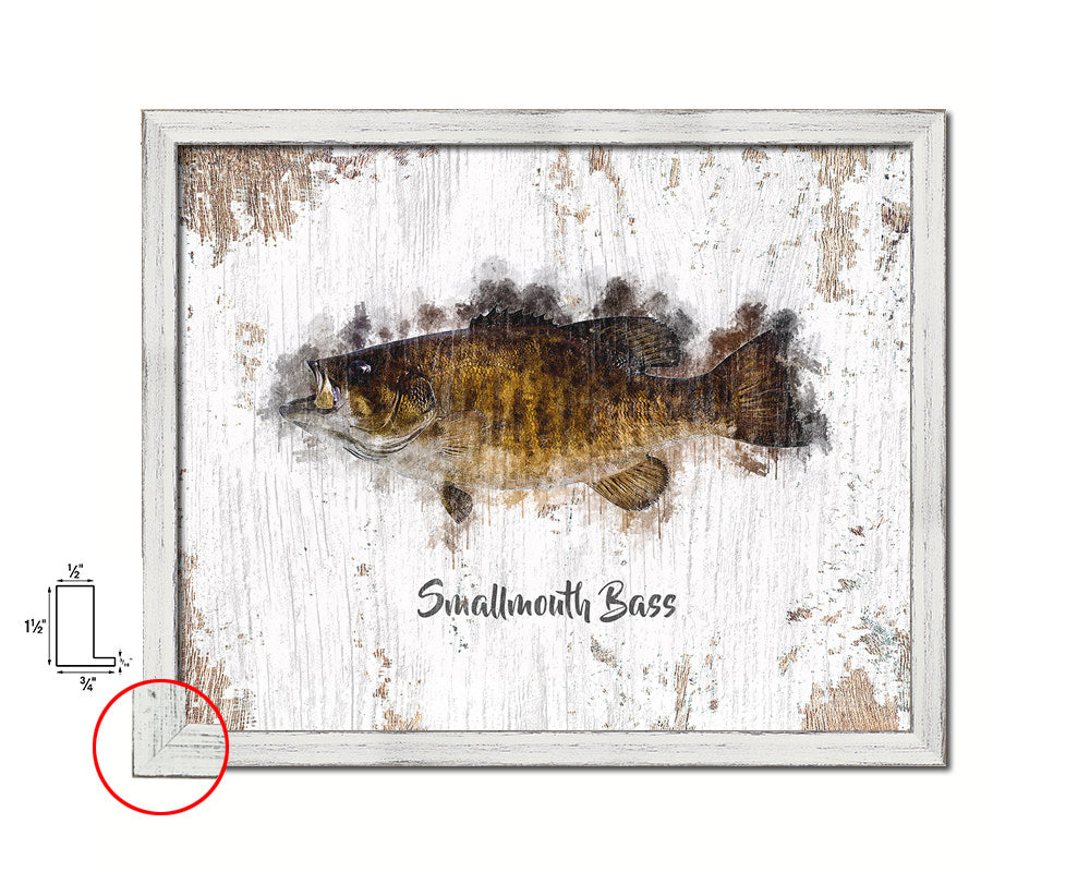 Smallmouth Bass Fish Framed Prints Modern Restaurant Sushi Bar Watercolor Wall Art Decor