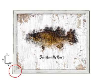 Smallmouth Bass Fish Framed Prints Modern Restaurant Sushi Bar Watercolor Wall Art Decor