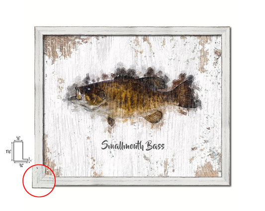 Smallmouth Bass Fish Framed Prints Modern Restaurant Sushi Bar Watercolor Wall Art Decor