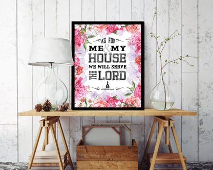 As for me & my house, we will serve the Lord Quote Wood Framed Print Home Decor Wall Art Gifts