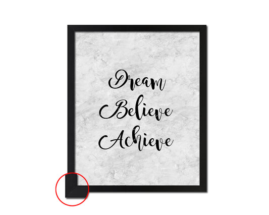 Dream Believe Achieve Quote Framed Print Wall Art Decor Gifts