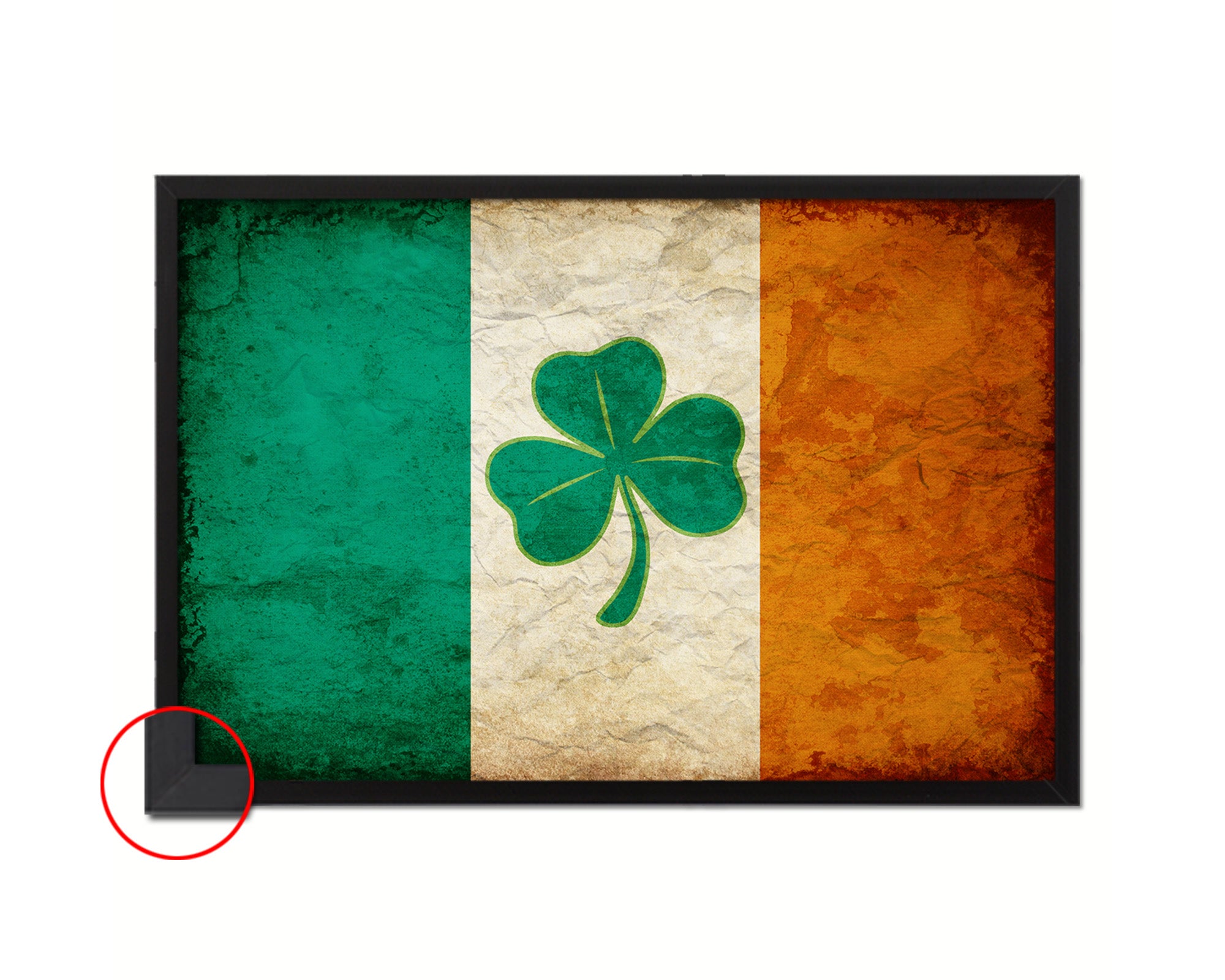 Ireland Saint Patrick Vintage Military Flag Framed Print Sign Decor Wall Art Gifts