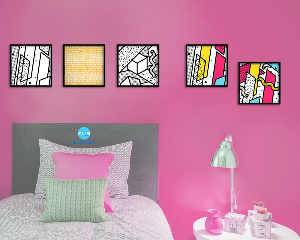 Abstract Yellow Artwork Wood Frame Gifts Modern Wall Decor Art Prints