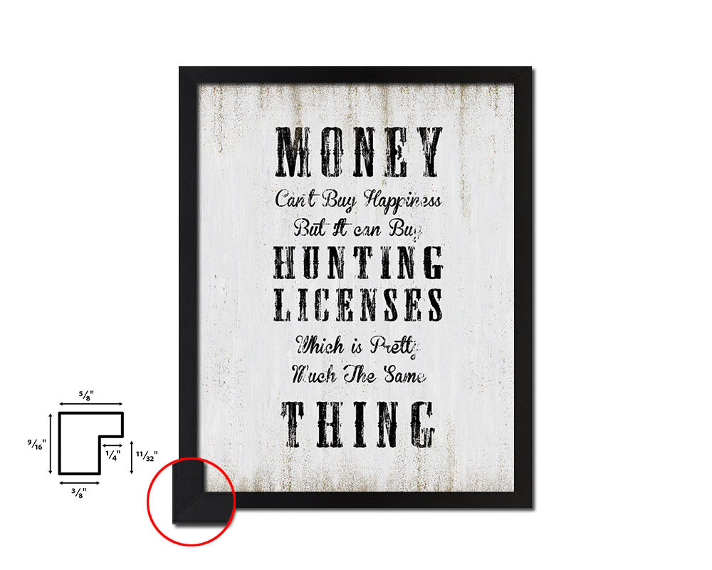 Money cant buy happiness Quote Wood Framed Print Wall Decor Art