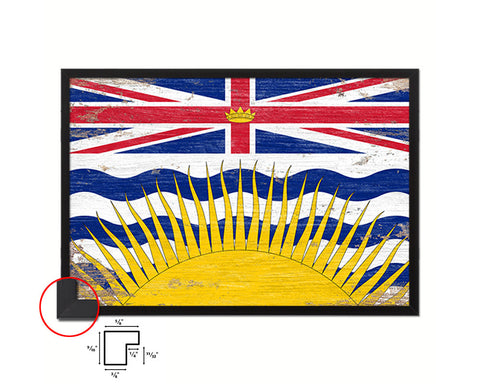 British Columbia Province City Canada Country Shabby Chic Flag Framed Prints Decor Wall Art Gifts