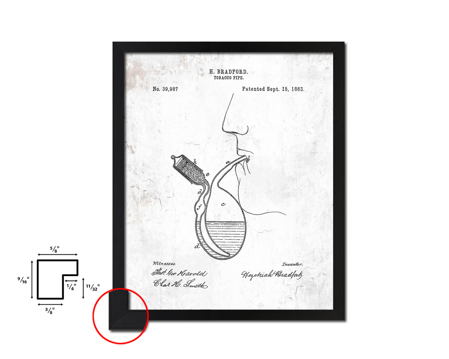 Pipe Tobacco Vintage Patent Artwork Black Frame Print Wall Art Decor Gifts