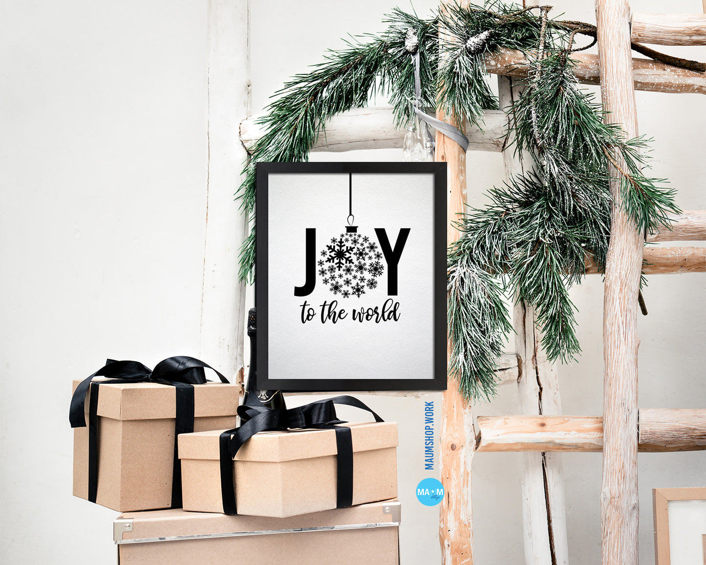 Joy to the world Holiday Season Gifts Wood Framed Print Home Decor Wall Art
