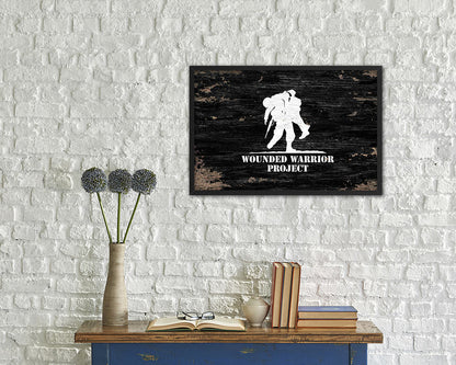 Wounded Warrior Project Shabby Chic Military Flag Framed Print Decor Wall Art Gifts
